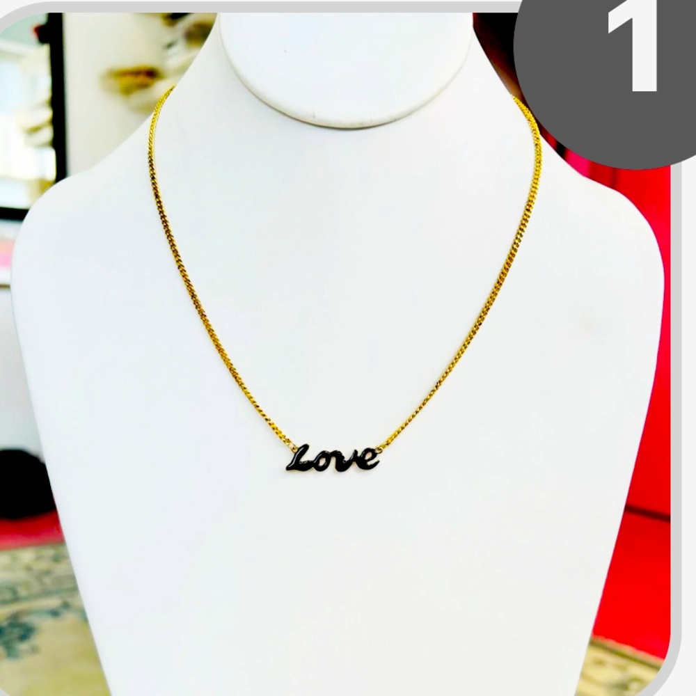 TOVA Gold & black 'Love' Necklace